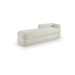 Meridian Furniture,Kennedy Faux Shearling Teddy Fabric Bench - 1 of 4
