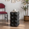 CENGHU Three-dimensional Embossed Pattern Design Retro Coffee Table, Wooden Nightstand, 23.62" H Side Table for Living Room, Dining  Room, Black - 2 of 4