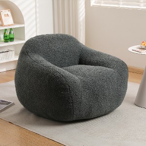 Lyngins Large Faux Fur Bean Bag Chair with Armrest, Ergonomic Lazy Chair with Memory Foam, No-Assembly Accent Chair, Bean Bag Sofa for Adults - 1 of 4