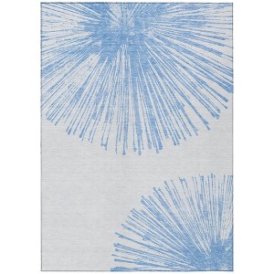 Denim Blue And Ivory Abstract Washable Indoor Outdoor Area Rug - 1 of 4