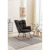 Tufted Teddy Fabric Rocking Nursery Chair with Wide Back and Wooden Legs,Upholstered Glider for Living Room or Bedroom-Baofuwish - 2 of 4