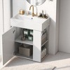 Mshliw 21.6" Modern Floating Bathroom Vanity with Ceramic Sink, Wave-Pattern Door, Rose Gold Handle, Side Storage - 4 of 4