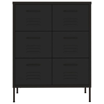 Black Steel 6-Drawer Industrial Office Cabinet