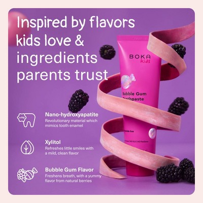 Boka Kids' Fluoride-Free Nano Hydroxyapatite Toothpaste - Bubblegum - 3.4oz