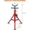 V-Head Pipe Jack Stand, 2500LB Load Capacity with Folding Legs, 28"-52" Adjustable Height ，for Welding, Pipe Threading, Red - 4 of 4