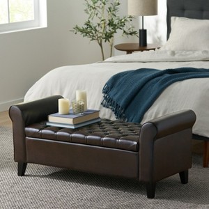 XIYUYEU PU Leather Storage Ottoman Bench with Rolled Arms,Upholstered Storage Ottoman for Living Room,Bedroom - 1 of 1