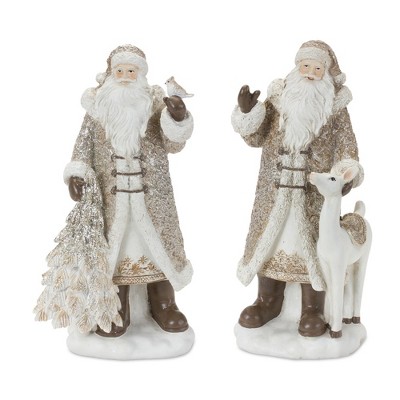 Melrose Woodland Santa Figurine (Set of 2)