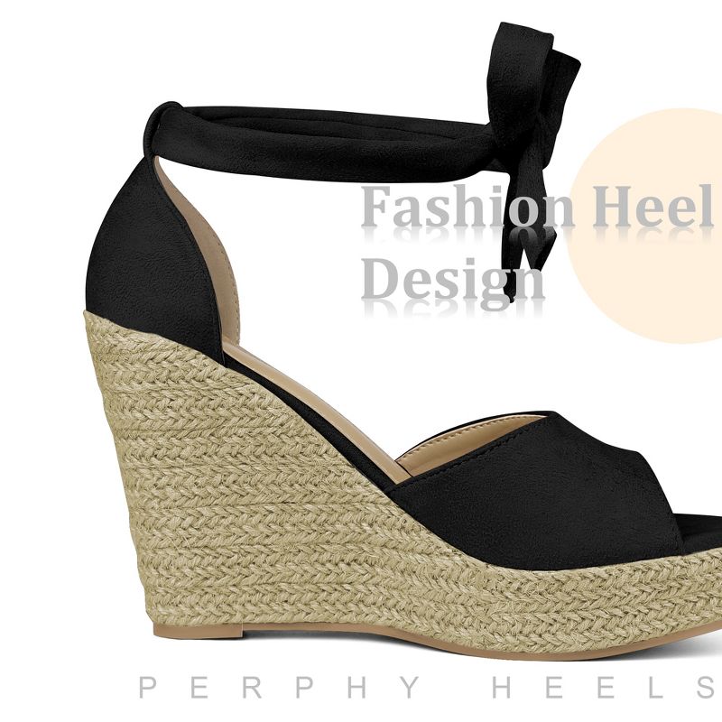 Perphy Women's Platform Espadrilles Open Toe Ankle Tie Wedges Sandals, 4 of 5