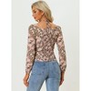 INSPIRE CHIC Women's Crisscross Halter Neck Cut Out Long Sleeve Floral Keyhole Blouse - 4 of 4