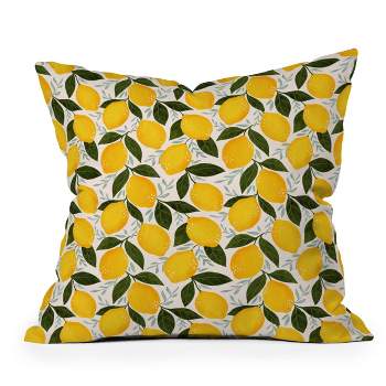 Avenie Mediterranean Summer Lemons Outdoor Throw Pillow Yellow - Deny Designs