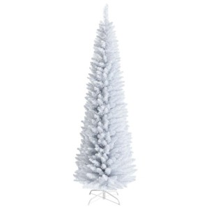 7 Feet White Artificial Christmas Pencil Tree with Folding Metal Stand - 1 of 4