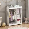 KTMBDW Kids Dress Up Storage with Mirror, Kids Wardrobe Closet, Dress Up Armoire for Little Girls, Open Hanging Costume Organizer for Kids Room, White - 2 of 4
