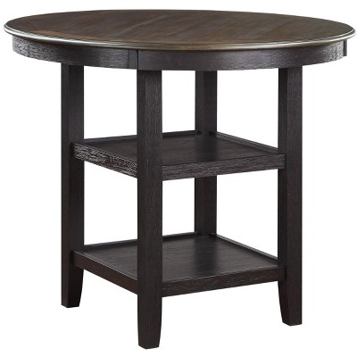 NicBex Round Dining Table Transitional Style Counter Height Table with 2 Display Shelves for Dining Room