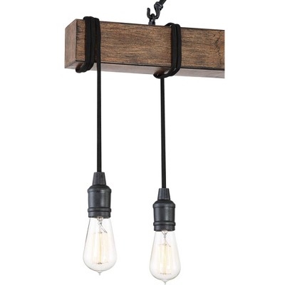 Tomas Black Wood Grain 8-Light Island Pendant Chandelier