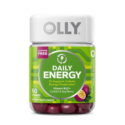 OLLY Daily Energy Caffeine-Free Gummies with Vitamin B12, CoQ10 & Goji Berry - Tropical Passion - 60ct