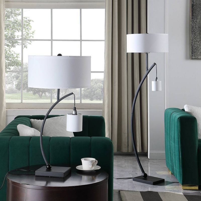 28.5&#34; Contemporary Arc with Hanging Pendulum Metal Table Lamp Black - Ore International, 5 of 9