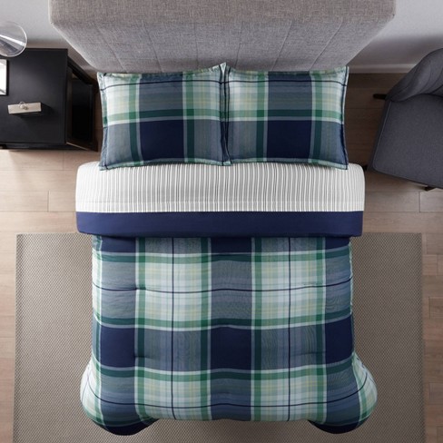 Innovative Textile Solutions Polyester Tartan Plaid Secure Fit Sofa Cover,  Navy, 1-Piece 