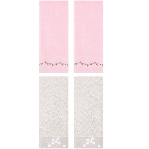 REGALWOVEN 4 Pcs 100% Cotton Floral Embroidered Soft Absorbent Decorative Hand Towels - 1 of 4