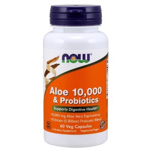 Aloe Vera 10,000 & Probiotics by Now Foods  -  60 VegCap - 1 of 2