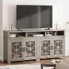 Jojoka Farmhouse TV Stand for 80 inch,Mid Century Modern Entertainment Center with LED Lights and Storage - 2 of 4