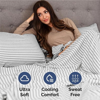 Twin Gray Striped Organic Microfiber Sheet Set