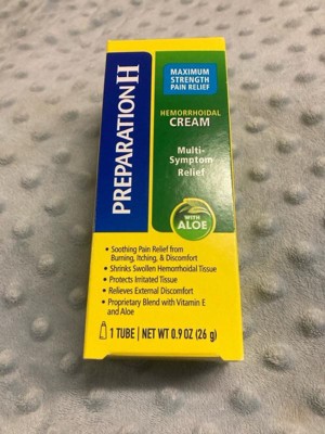  Preparation H Hemorrhoid Symptom Treatment Cream, Multi-Symptom  Pain Relief with Aloe, Tube (0.9 Ounce, 1 Tube per Box), (Pack of 3) :  Health & Household