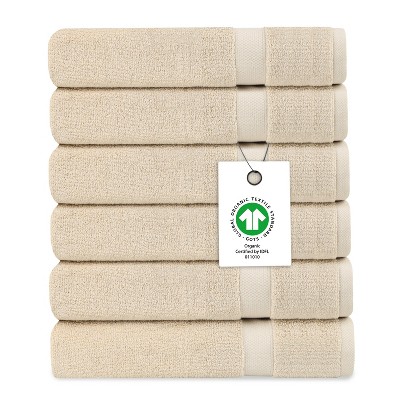 Delara 100% Organic Cotton Soft, Quick Dry & Ultra-Absorbent Wash Cloth (Pack of 6)