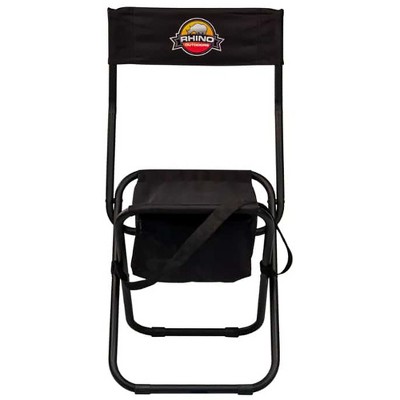 Rhino Foldable Hunting Chair with Back Rest and Storage Pouch - Black