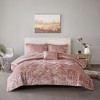 Sapphtopaz Blush Crushed Velvet Comforter Set Duvet Cover Set, Diamond Quilted Bedding Set with Throw Pillows, Machine Washable - 2 of 4