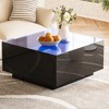 NicBex Square Tempered Glass Coffee Table Center Dining Table with LED Strip Lights for Living Room - 2 of 4