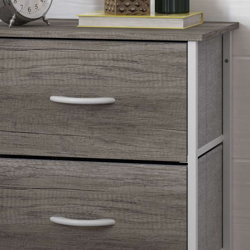 Flash Furniture Harris 4 Drawer Vertical Storage Dresser with Cast Iron Frame, Wood Top and Easy Pull Fabric Drawers with Wooden Handles, 5 of 12