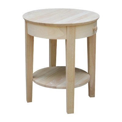 Elegant Solid Parawood Round End Table with Storage