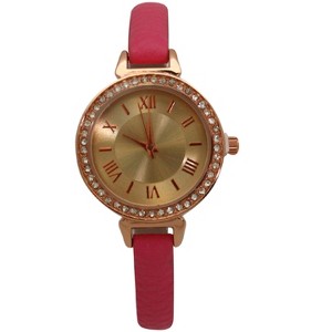 OLIVIA PRATT RHINESTONE SKINNY LEATHER STRAP WATCH - 1 of 4