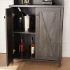 Airsurfer Farmhouse Bar Cabinet with Wine Rack and Storage for Liquor and Glasses, Buffet Sideboard for Dining Room, 26.9"x15.9"x67.3", Charcoal Grey - 4 of 4