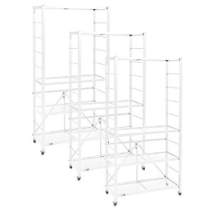 Origami 3 Pack Folding Steel Storage Rack, Adjustable Shelves, R2 Series, White - 1 of 4
