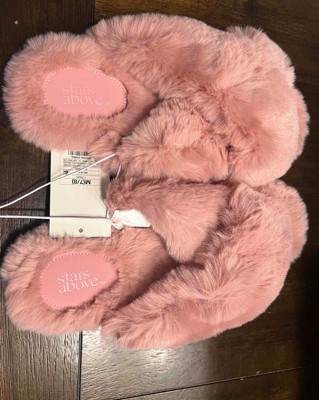 Limited Too Girl's Fuzzy Cross Band House Slide Slippers : Target