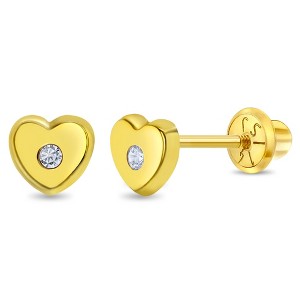 Girls' Heart CZ Screw Back 14k Gold Earrings - In Season Jewelry - 1 of 4
