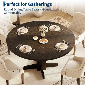 1-Box MDF Board Dining Table – Square Column Base & Round Tabletop, Ready-to-Assemble Kitchen/Dining Room Furniture - 1 of 4