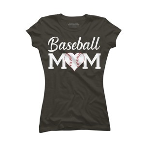 Junior's Design By Humans Baseball Mom Heart By shirtpublic T-Shirt - 1 of 2