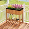 Tangkula 1/2 PCS Wooden Raised Garden Bed w/ Legs Liner Storage Shelf Large Planter Box for Herb - 2 of 4