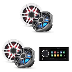 Fusion MS-RA770 Apollo Source Unit w/ (2 Pair ) Clarion CMSP-651RGB-SWG Premium 6.5-inch Coaxial Marine Speakers with built-in RGB illumination ( I... - 1 of 4