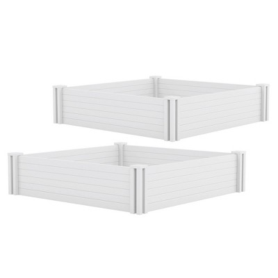 2pc Outdoor Raised Garden Bed White - Suncast