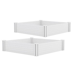 Suncast 49"x48" 2pc Outdoor Raised Square Resin Garden Bed White - 1 of 4