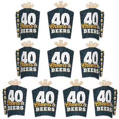 Big Dot of Happiness Cheers and Beers to 40 Years - Table Decorations - 40th Birthday Party Fold and Flare Centerpieces - 10 Count