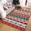 Washed Back Folded Printed Christmas Rug, Low Pile Non-Shedding Carpet for Living Room & Bedroom, Foldable Floor Mat Holiday Decor - 2 of 4