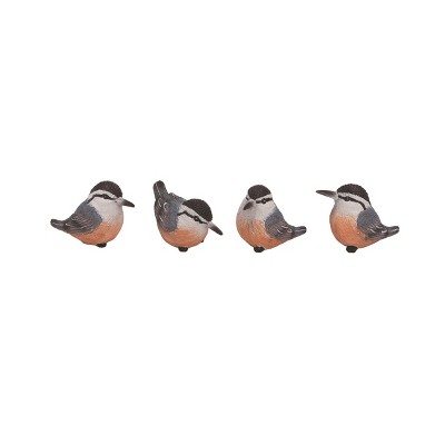 Transpac Small Resin Nuthatch Bird Set of 4 Spring Home Decorations