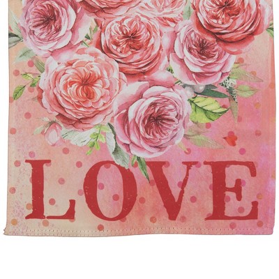 Red Polyester Valentine's Day Garden Flag with Rose Bouquet