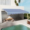 Outsunny 16.5' x 10' Electric Awning, Patio Retractable Awning with LED Lights and Remote Controller, Blue/White - 3 of 4