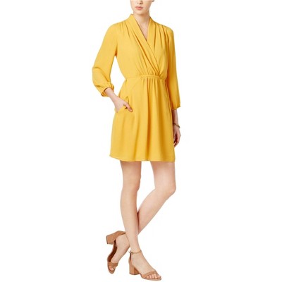 bar III Womens Solid Casual Surplice Dress