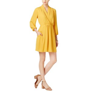 bar III Womens Solid Casual Surplice Dress - 1 of 1